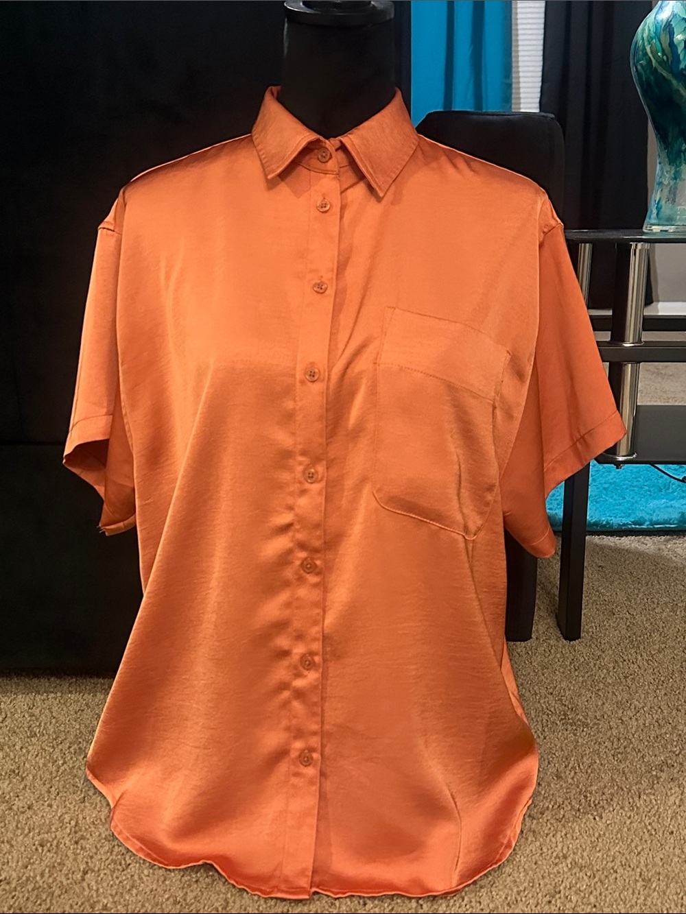 a new day Rust-Orange Short Sleeve Button-Down Shirt